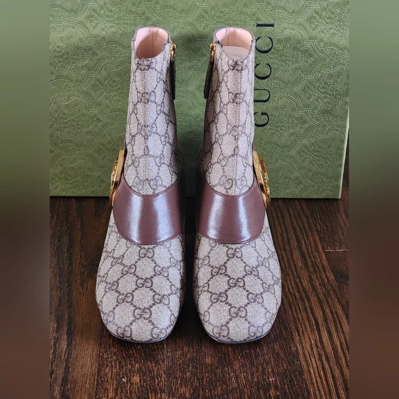 $1320 Brand New Authentic Gucci Women's BlondieBooties Canvas GG EU 35.5 US 5.5 - Picture 2 of 13